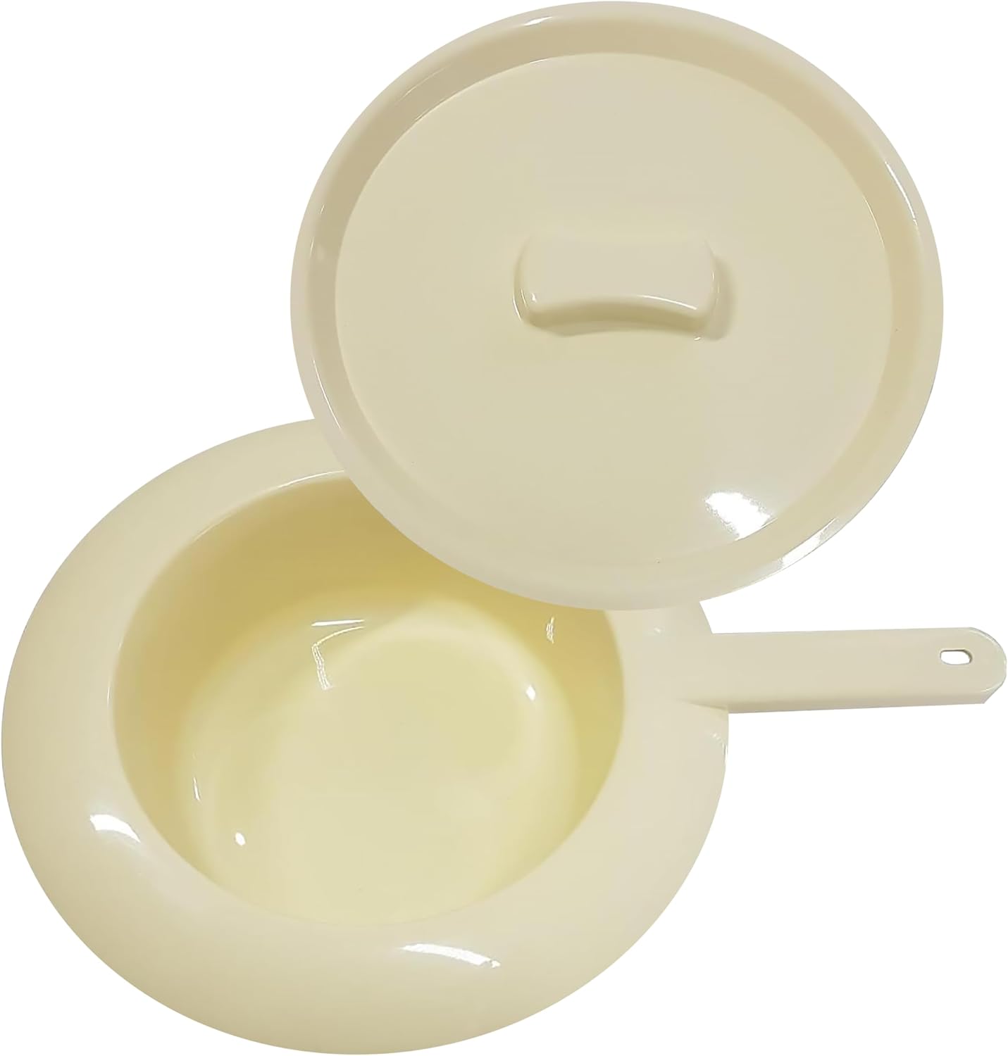 parahealth HaseMed Plastic Basin, 31 cm, 1 Piece, Hygienic and Robust Bed Pan with Lid, Ideal for Nursing Bed & Clinic, Reusable & Easy to Clean, Ivory