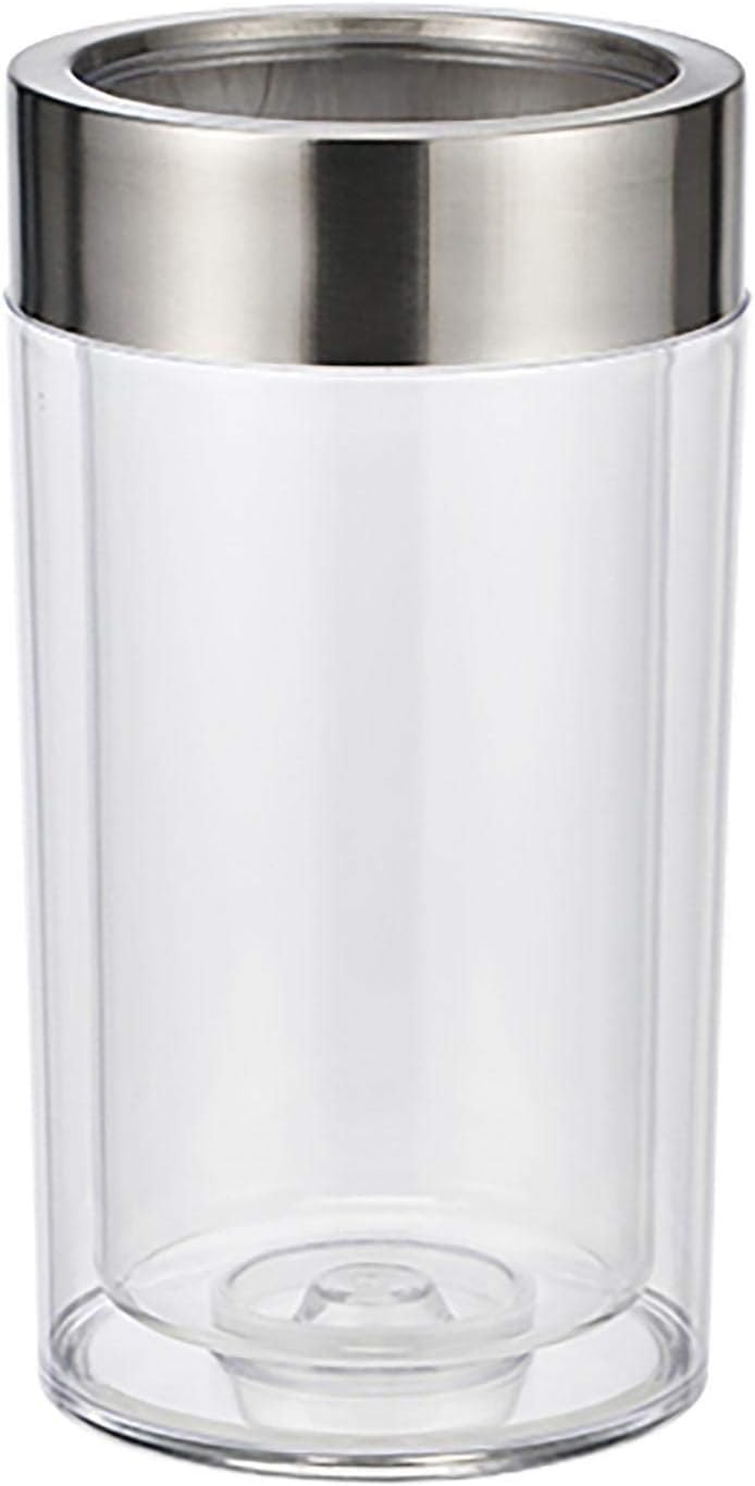 Haushalt International Wine Cooler Bottle Cooler Plastic Double-Walled Height 23 cm Stainless Steel Ring