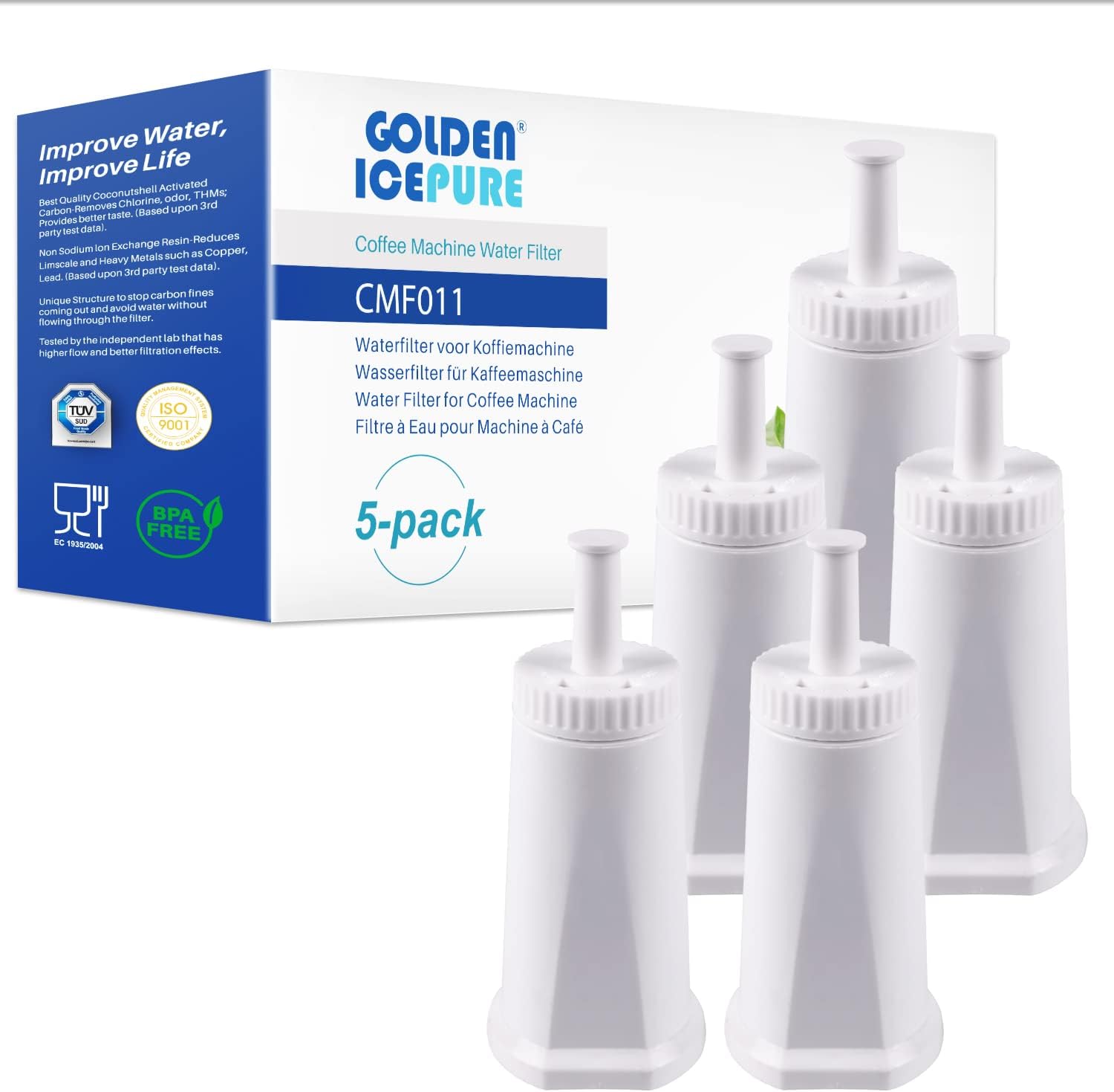 Water Filter Coffee Machine for Barista SES008 SES810 SES880 SES920 SES980 SES990 Fully Automatic Coffee Machines, NSF Certified, Pack of 5