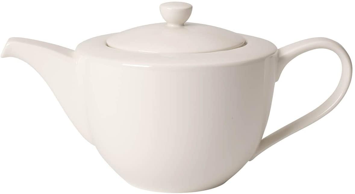 Villeroy & Boch Villeroy and Boch For Me Teapot, White Porcelain Jug with Handle and Lid Made of Premium Porcelain, Dishwasher Safe, 1300 ml
