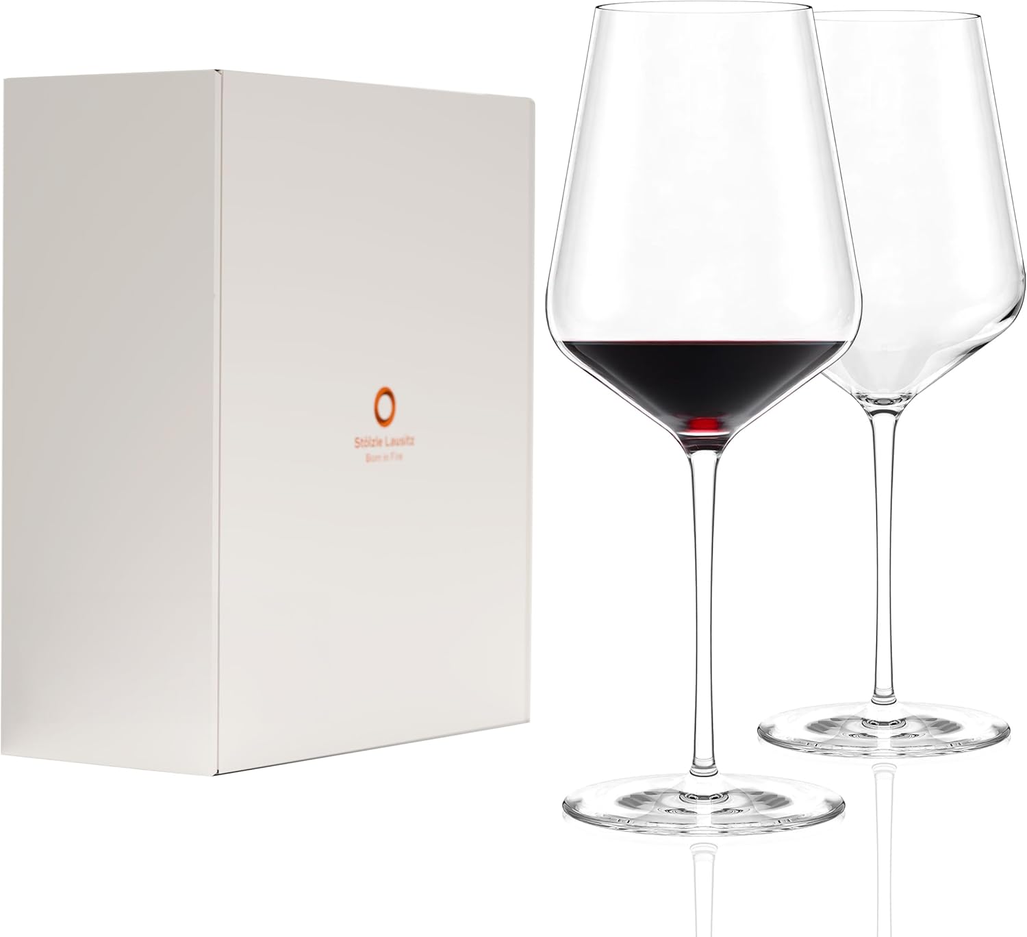 Stölzle Lausitz Bordeaux Glass Starlight Set of 2 I 675 ml Red Wine Glasses Ideal for Bordeaux Wine I Extra Thin Bordeaux Glasses I Dishwasher Safe Wine Goblets with Maximum Flavor Development