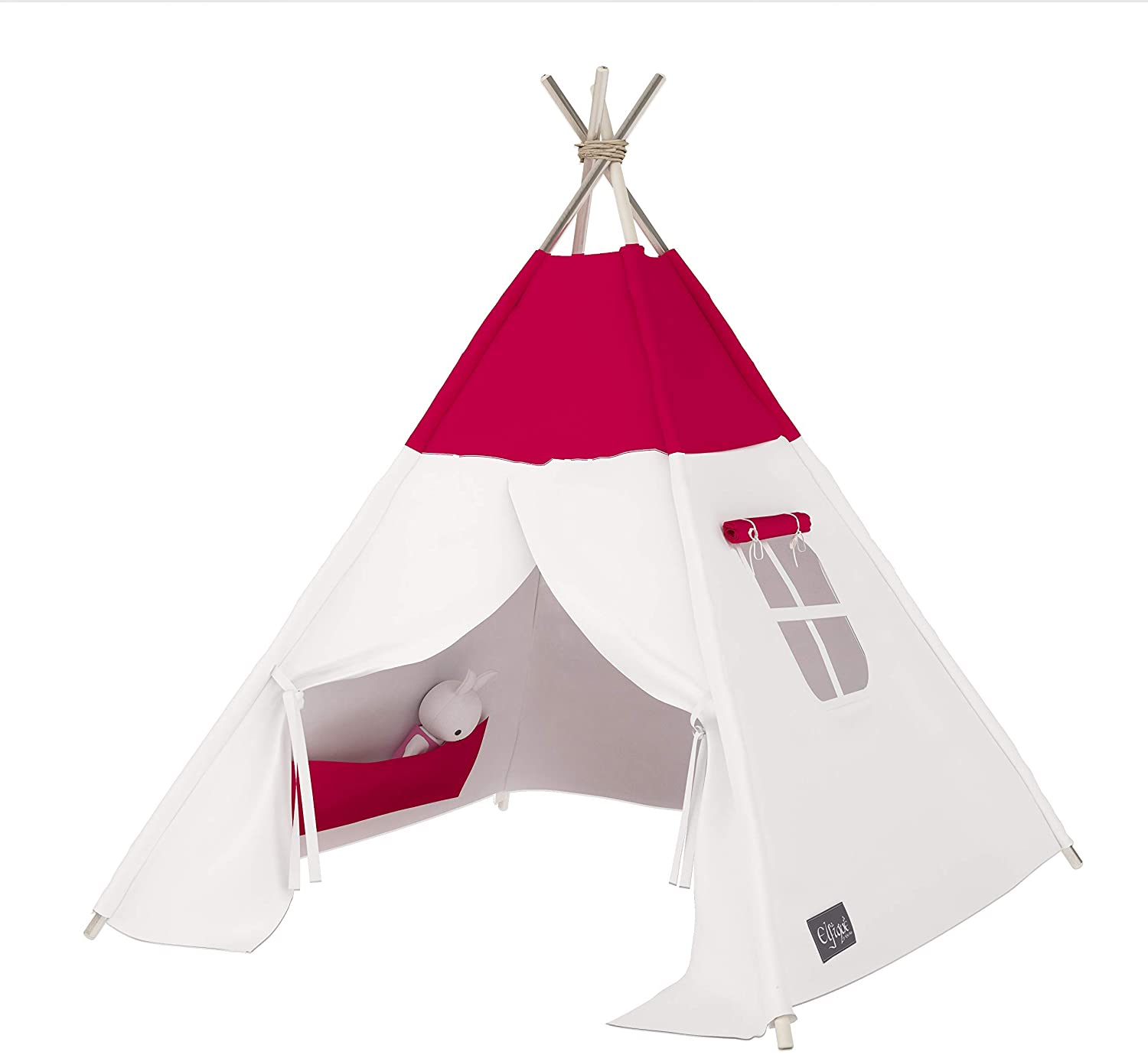 Elfique New Tipi Indian Tent Play Tent Double Padded Blanket White Pink