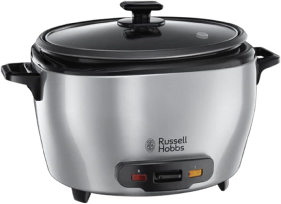 Russell Hobbs 23570-56 rice cooker MaxiCook, keep warm function, 2.5 l, incl. steamer usage, rice spoon, measuring cup, 1000 watts, stainless steel/black