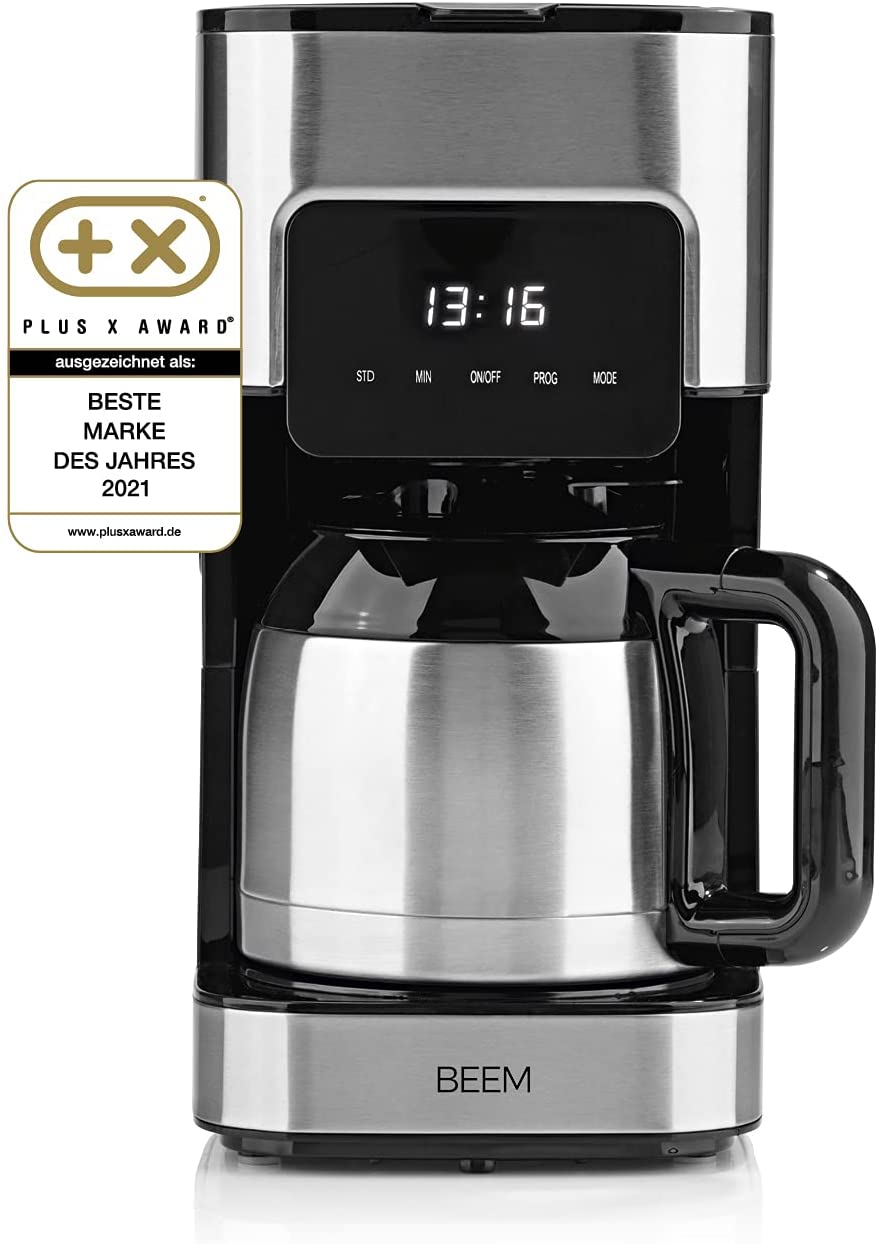 BEEM FRESH-AROMA-TOUCH Filter Machine - Glass | Coffee Machine | with 1.25 L Glass Jug | Stainless Steel | Permanent Filter | Timer | Aroma Fresh | 900 Watt