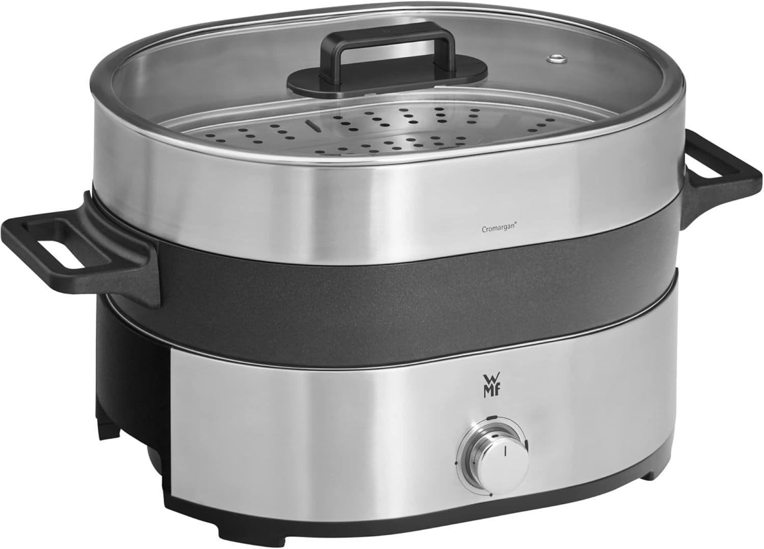 WMF Store WMF Lono Hot Pot & Steamer Electric 3.6 L, Chinese Fondue for 6 People, Electric Steamer, Steam Attachment for Dim Sum, Bao, Cooking Basket, 1700 W, Matte Stainless Steel