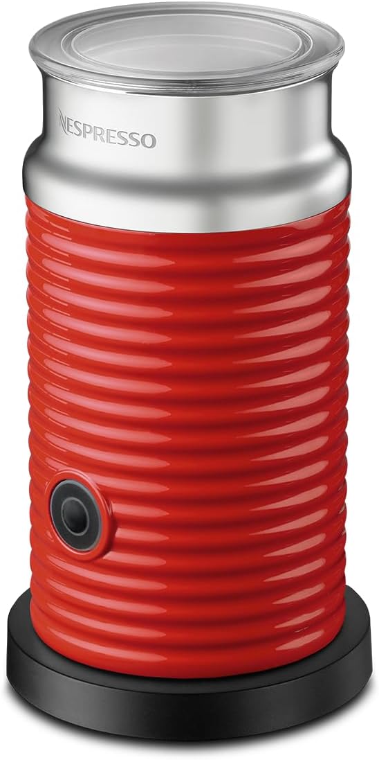 NESPRESSO Aeroccino3 Milk Frother Electric Milk Frother for 120ml Creamy Milk Foam and 240ml Hot Milk, Red