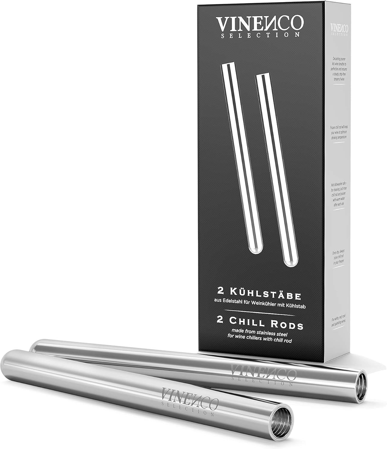 2 Extra Stainless Steel Chill Rods for your VINENCO Wine Cooler Set | Design Bar Accessory Men Women
