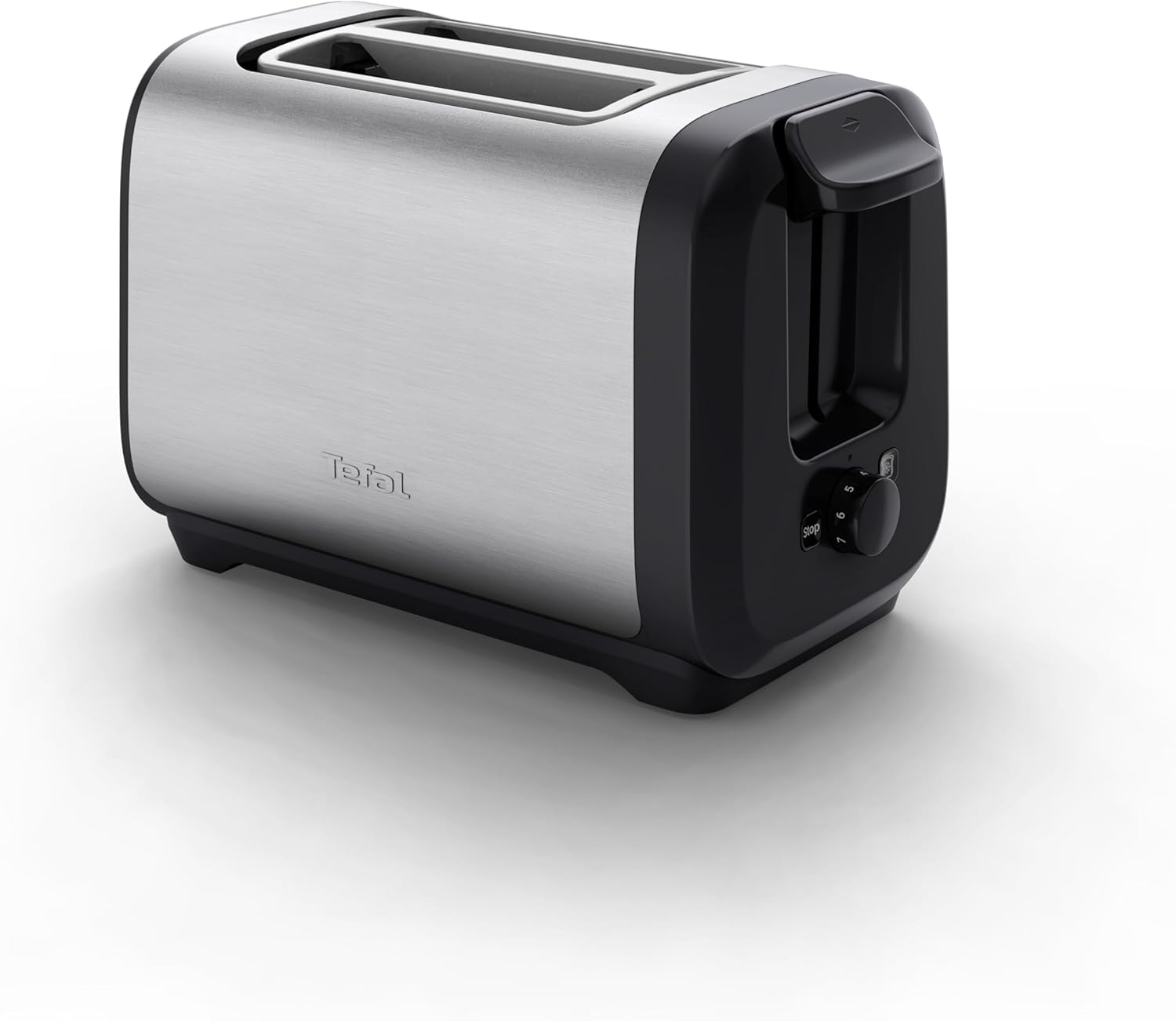 Tefal Subito TT5S1DE0 Double Slot Toaster with Bun Warmer, Faster Toasting, Energy Saving, Extra High Lever, 7 Browning Levels, Easy Cleaning, Stainless Steel/Black