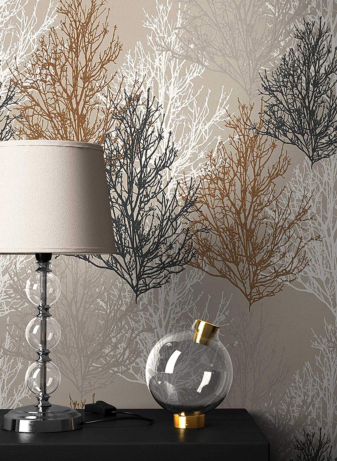 Newroom Design Newroom Flower Wallpaper Brown Flowers Leaves Floral Paper Wallpaper Metall