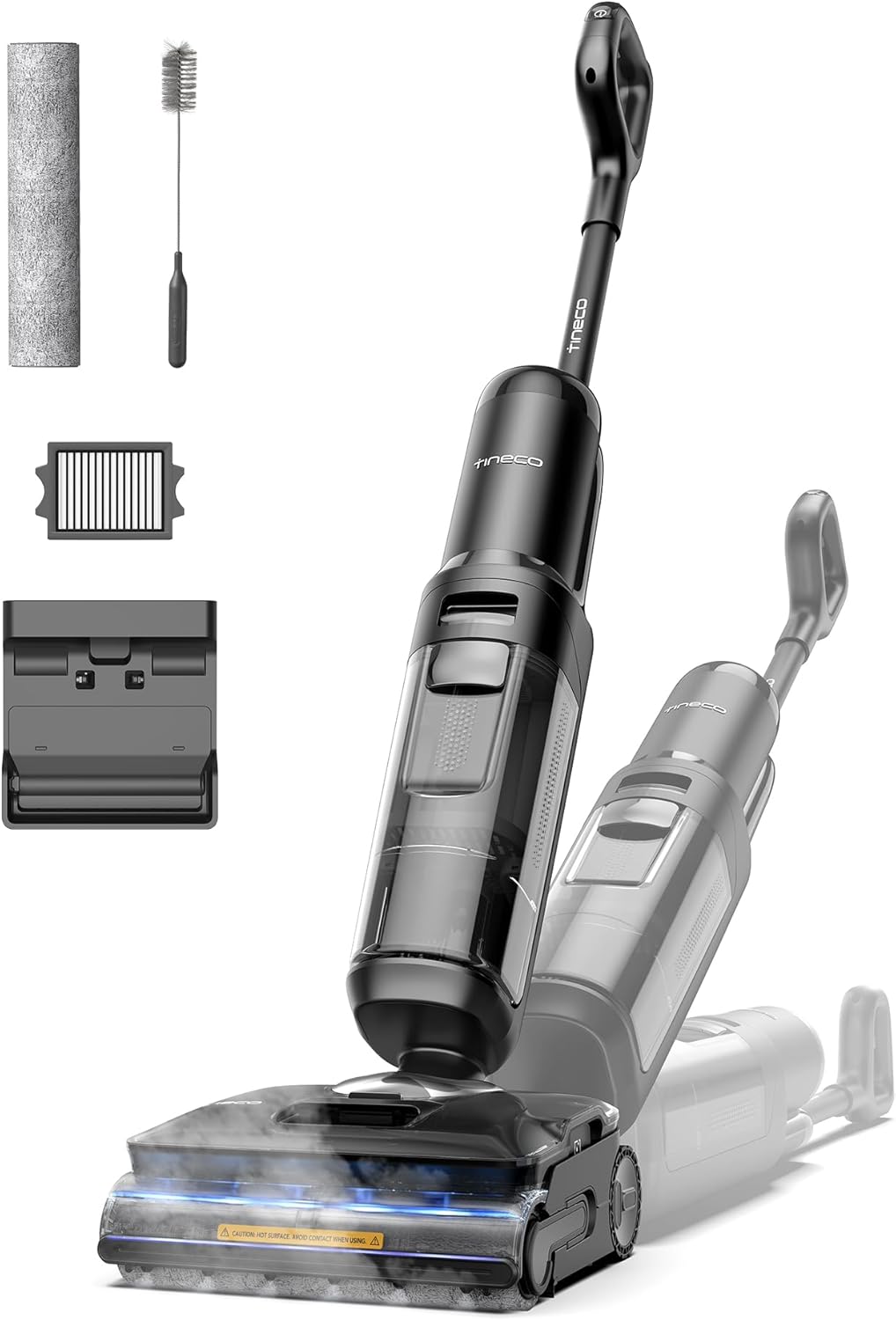 Tineco FLOOR ONE S7 Stretch Steam Wet Dry Vacuum Cleaner 160°C HyperSteam Steam Cleaner, 80 Min Running Time, DualBlock Anti-Tangle, FlashDry Self-Cleaning, Three-sided Edge Cleaning, Stubborn Stains