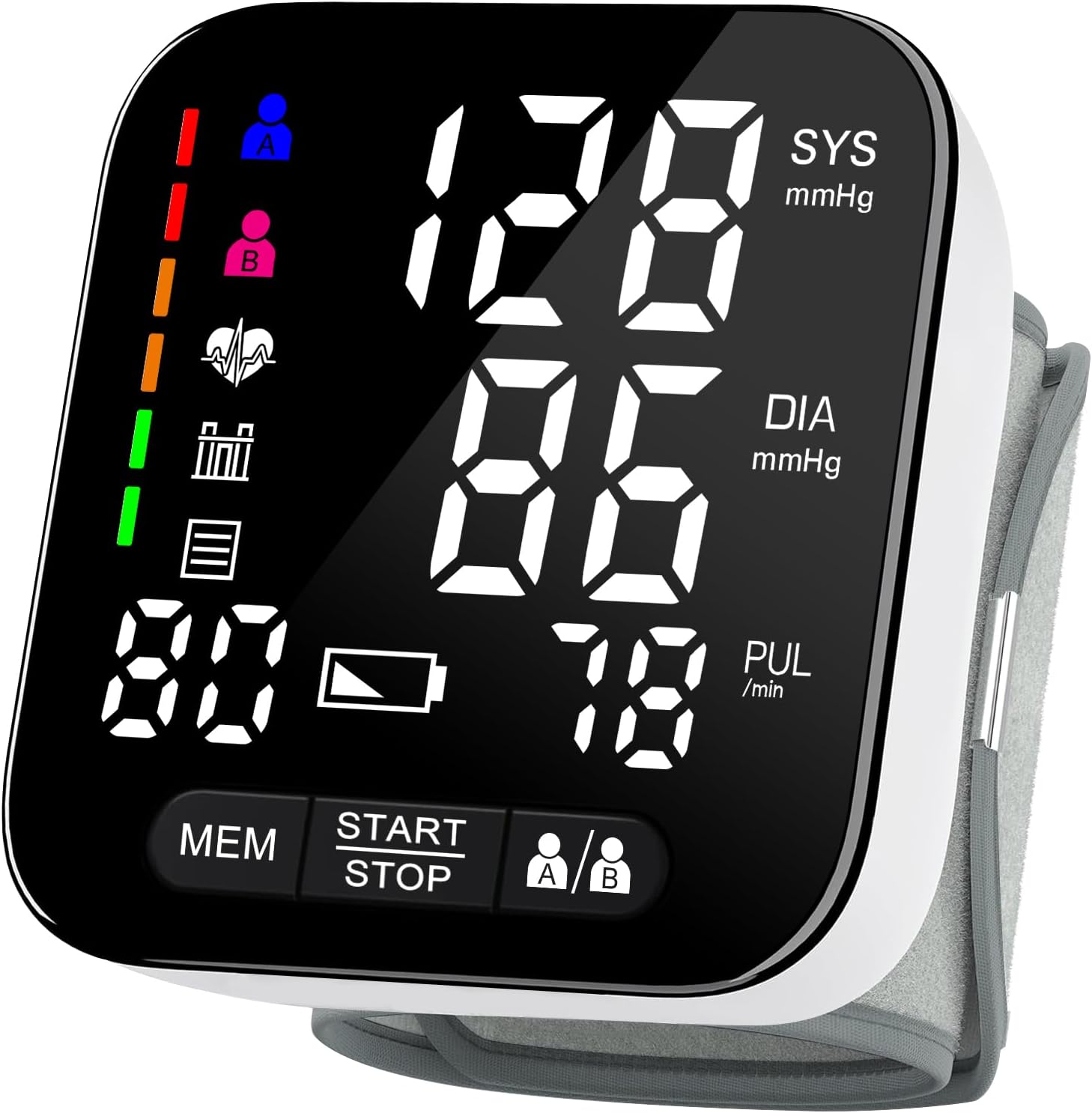 Axets Wrist Blood Pressure Monitor with Arrhythmia Detection, Fully Automatic Precise Blood Pressure and Pulse Measurement, Colored Risk Indicator, 2 x 99 Memory Slots, for Wrists 13.5-21.5 cm