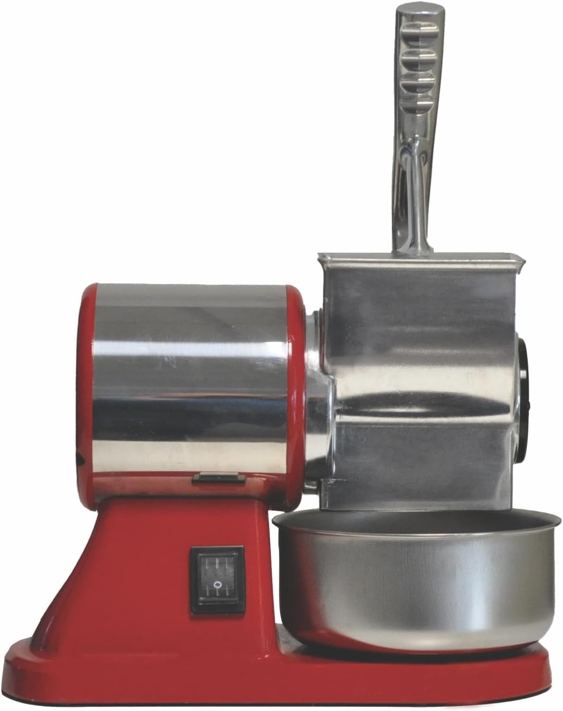 Montini Professional Electric Grater Series 3000 with Removable Professional Steel Roller - Effective Power 450W - Dry Lubricated - Cheese, Bread, Chocolate, Nuts, Red