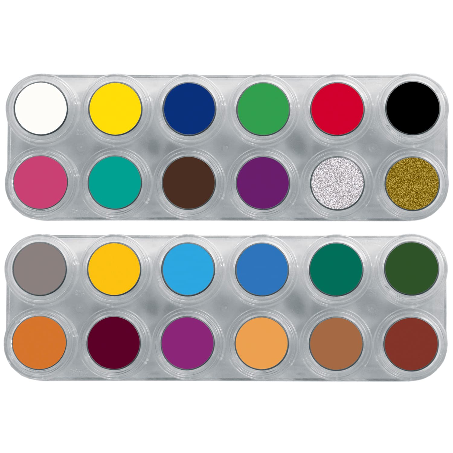 GRIMAS WMUP24 Professional Make-Up Palette Water Make-Up Palette A+B, 24 x 2.5 ml, High-Quality Children\'s Make-Up / Carnival Make-Up on Water-Based, Multi-Coloured