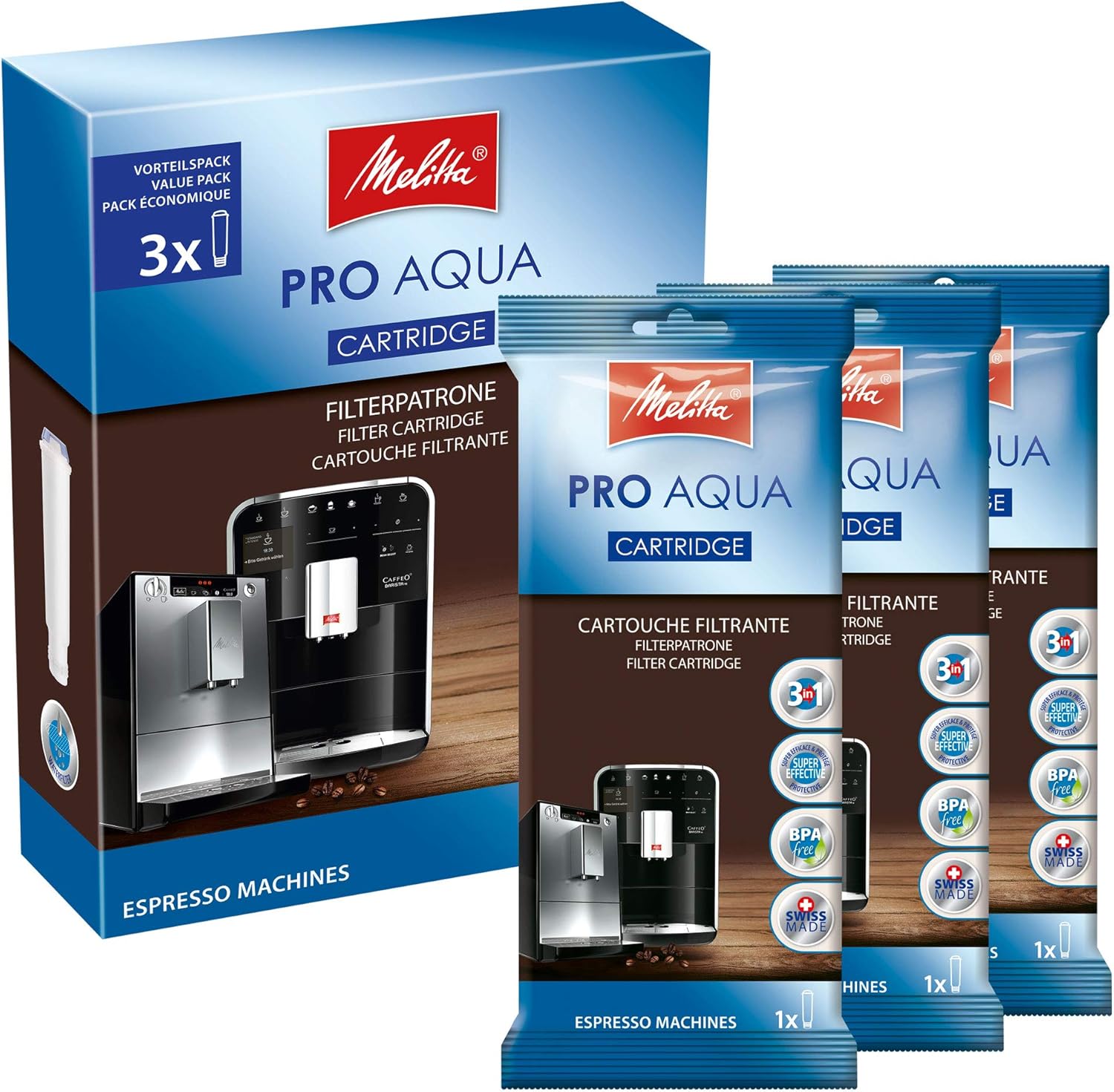 Melitta Filter Cartridge for Fully Automatic Coffee Machines | Pro Aqua | Prevention of Limescale | Easy to use