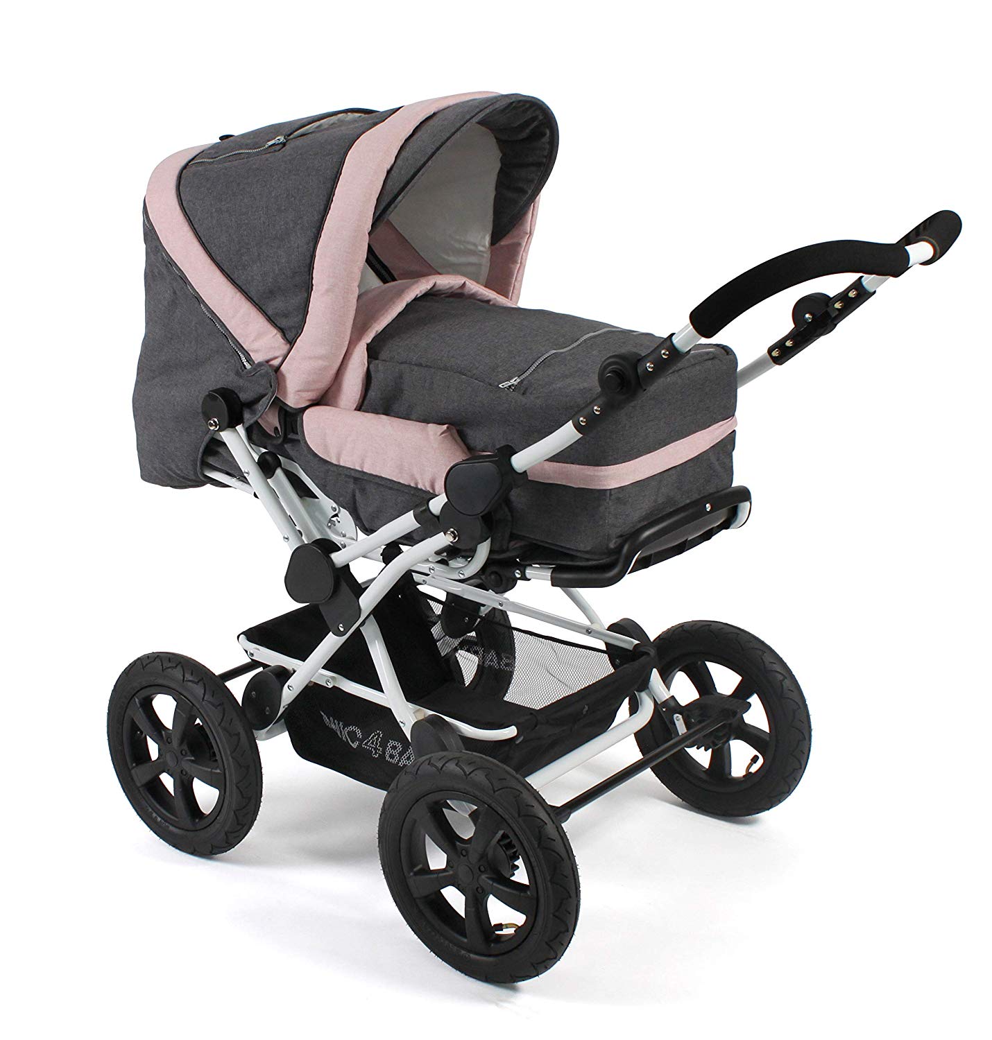 CHIC 4 BABY Viva 100 67 Combi Pushchair with Carry Bag Jeans Melange Grey
