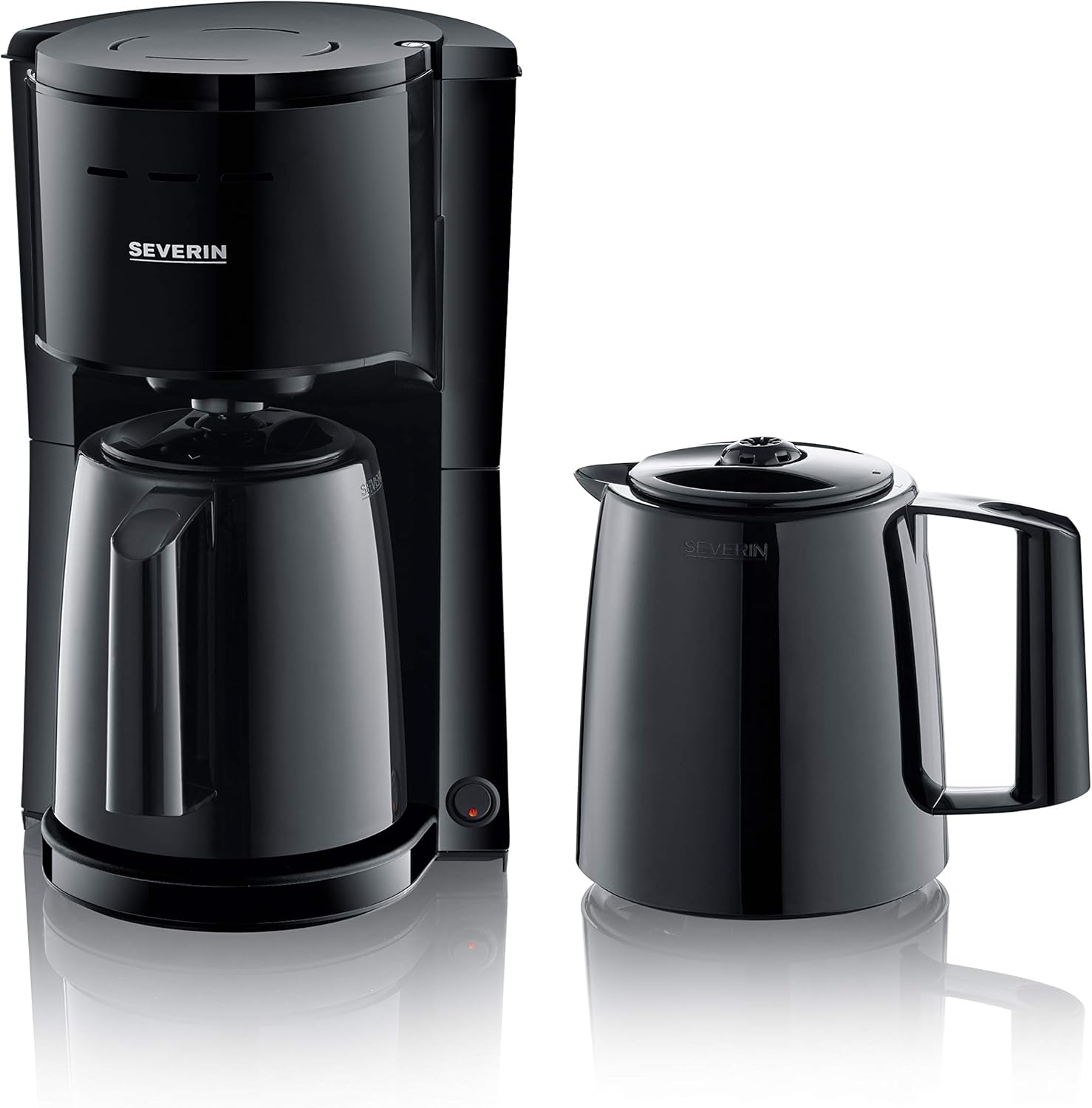 SEVERIN KA 9307 Filter Coffee Machine with 2 Thermal Jugs, Coffee Machine for up to 8 Cups per Jug, Filter Machine with 2 Insulated Jugs, Black