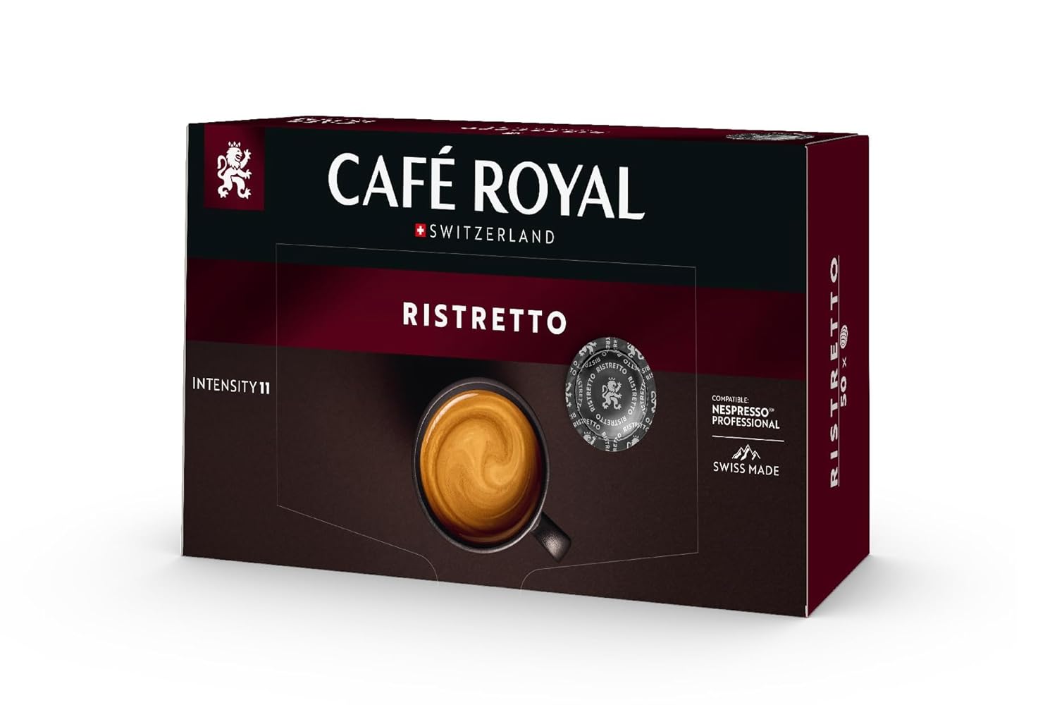 Café Royal Professional Pads, Ristretto, 50 Nespresso (R) Professional Compatible Pads for Office and Catering, Rainforest Alliance Certified, 100% Arabica Coffee, Intensity 11