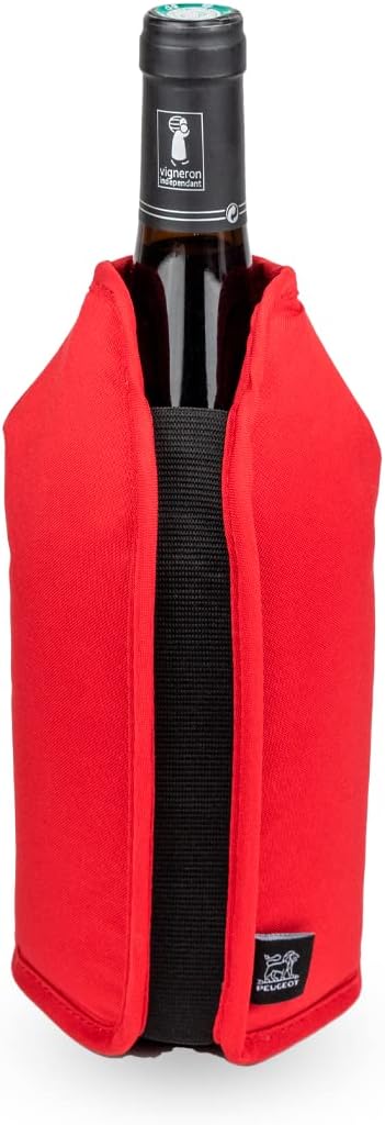 PEUGEOT - Frizz Bottle Cooler - For a cool champagne or wine in 20 minutes - Keeps cool for 2 hours - Easy to clean fabric - Adapts to all bottles - Red