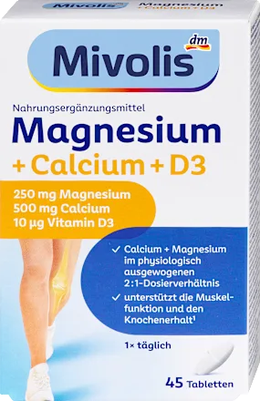 Mivolis Magnesium + Calcium + D3 Tablets 45 tablets, 94 g