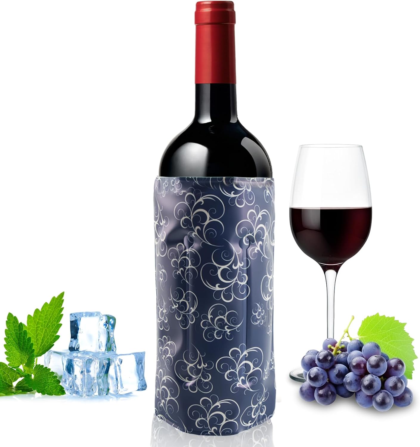 SilverChry Wine Cooling Cuff, Flexible Wine Cooler Cuff, Reusable Bottle Cooler Cuff, Portable Champagne Cooler, Drinks Cooler, Cooling Cuff Bottle for Cooling Beer, Drinks