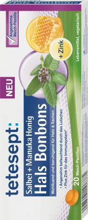 tetesept Neckbonbons sage + manuka honey 20 st, 20 g