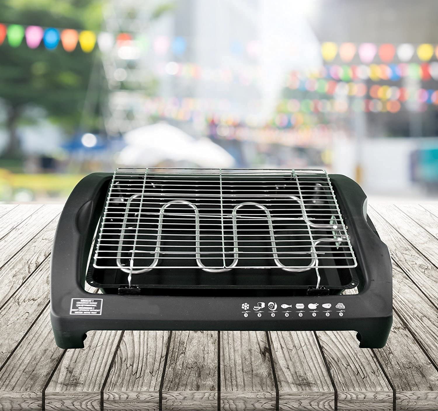 Livemore BBQ Barbeque Electric Grill, Cool-Touch Electric Barbecue, Balcony Table Grill