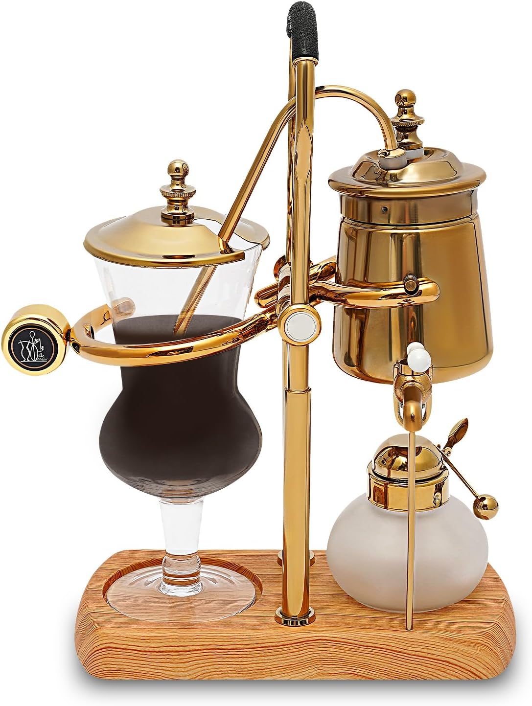 CLEADONG Coffee Machine, Siphon Coffee Machine with 180° Swivel Tap, Antique Hand-Brewed Coffee Teapots, Removable Vacuum Coffee Maker for Commercial and Private Use, Gold