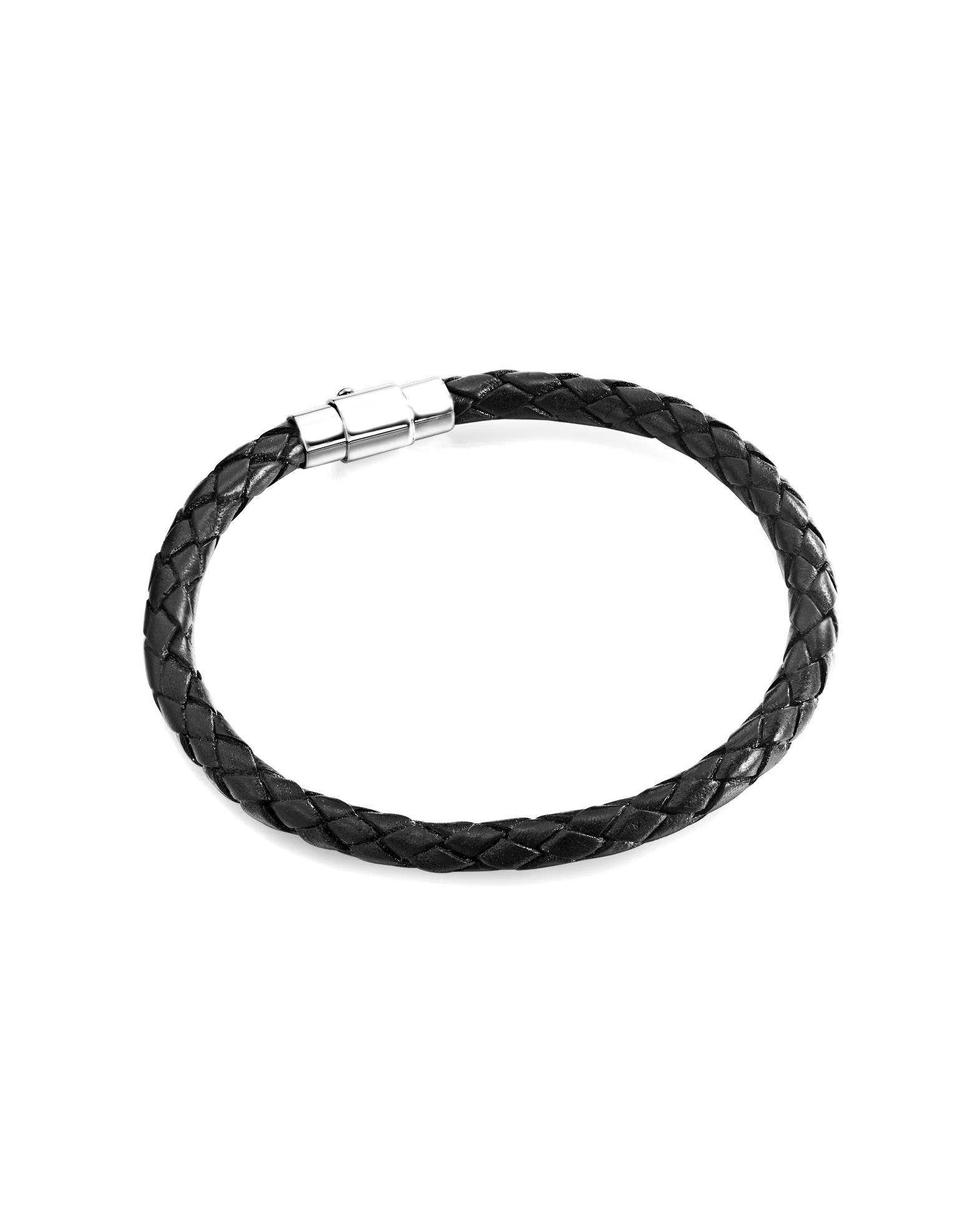 Rafaela Donata bracelet stud earrings genuine leather in black