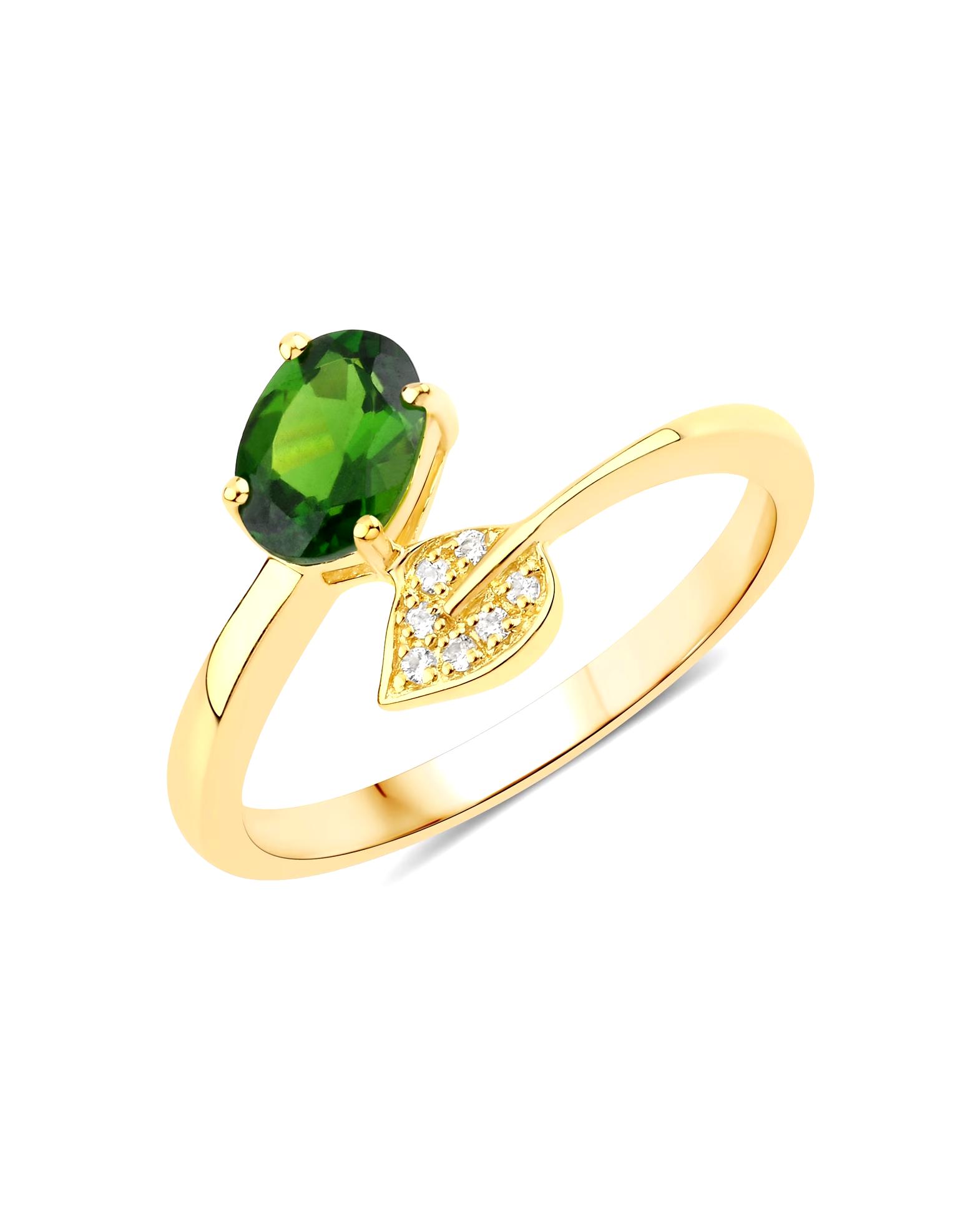 Rafaela Donata Ring Ring Sterling Silver Chrome Diopside in Yellow Gold