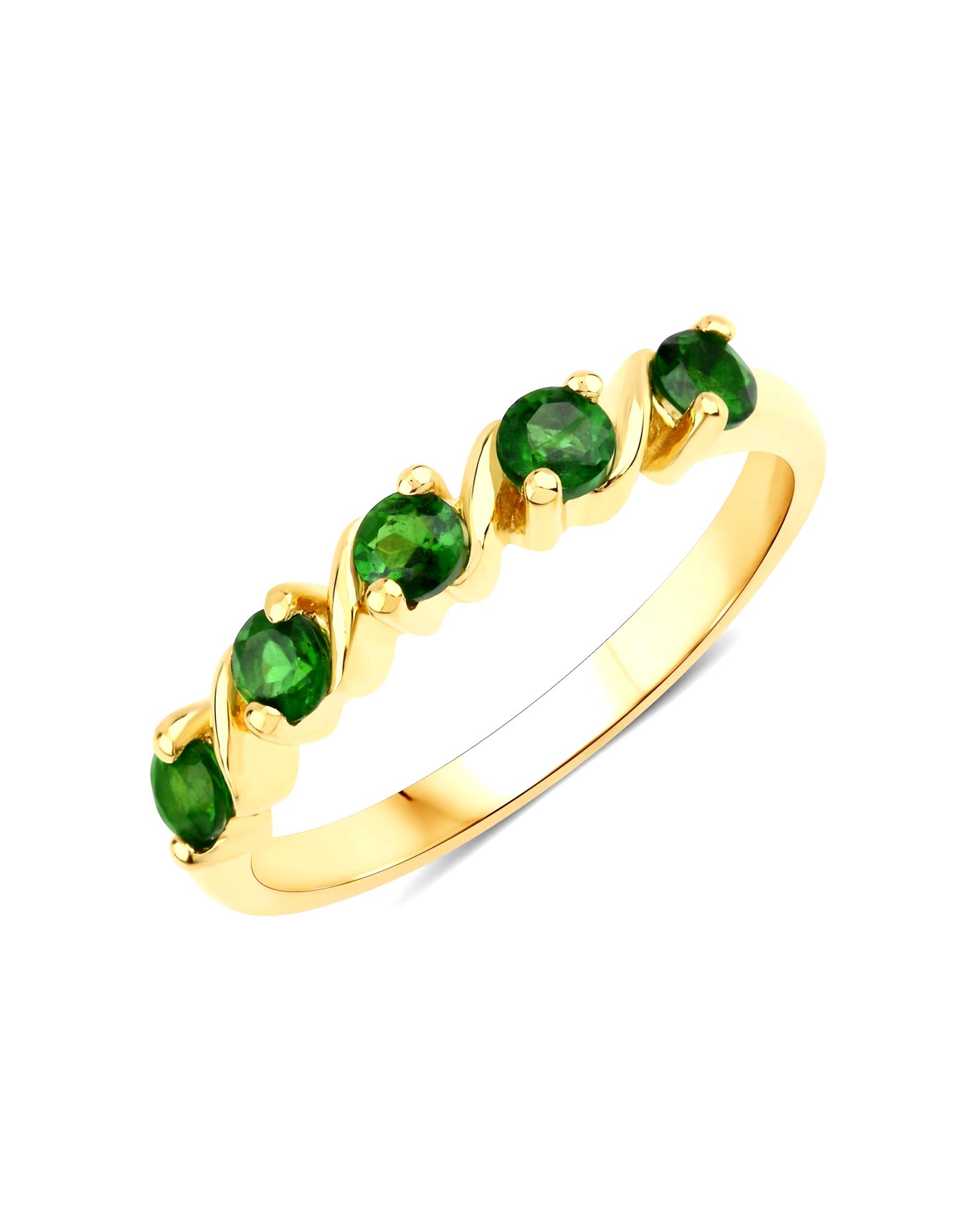Rafaela Donata Ring Ring Sterling Silver Chrome Diopside in Yellow Gold