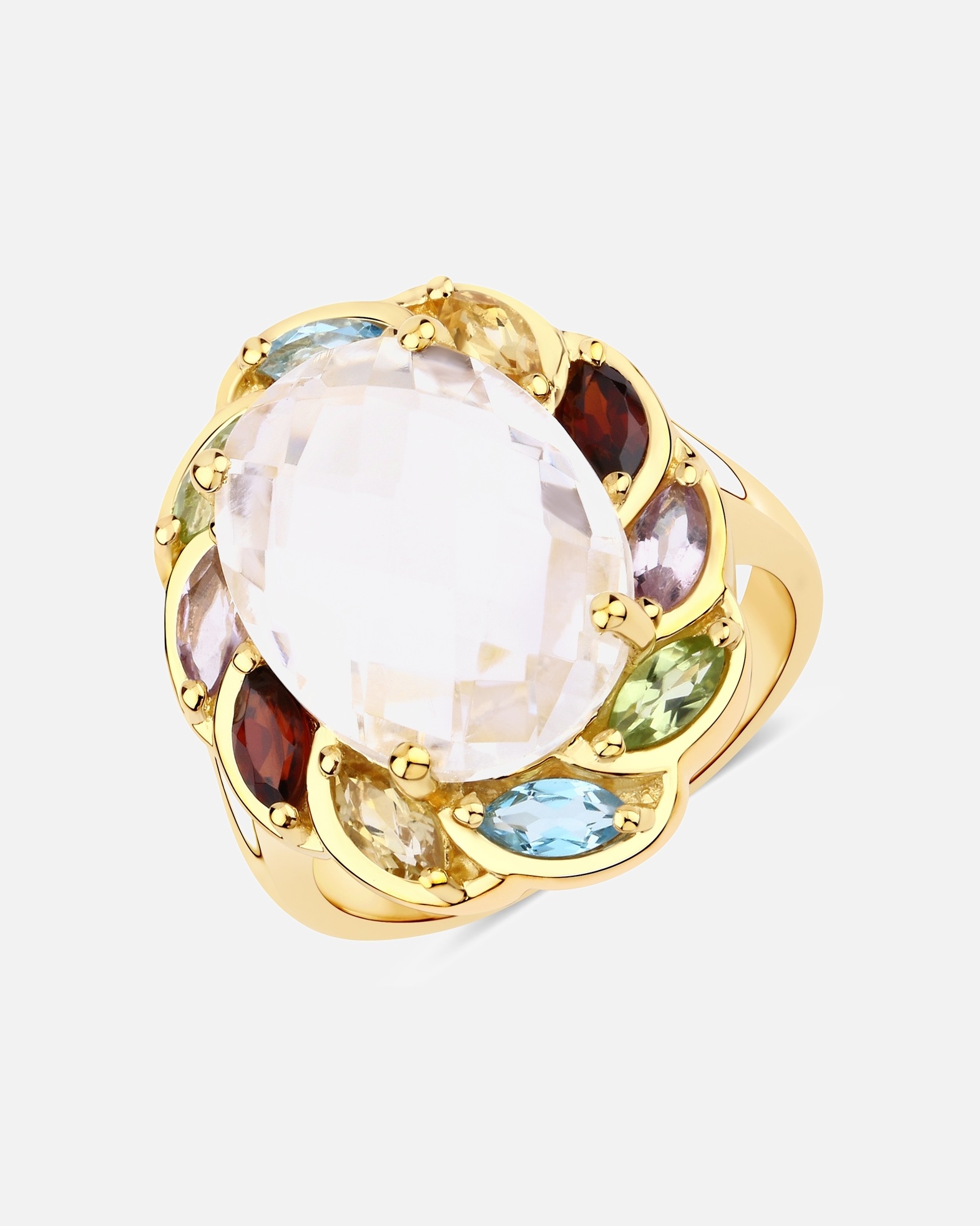 Rafaela Donata Ring Ring Sterling Silver Crystal Quartz in Yellow Gold
