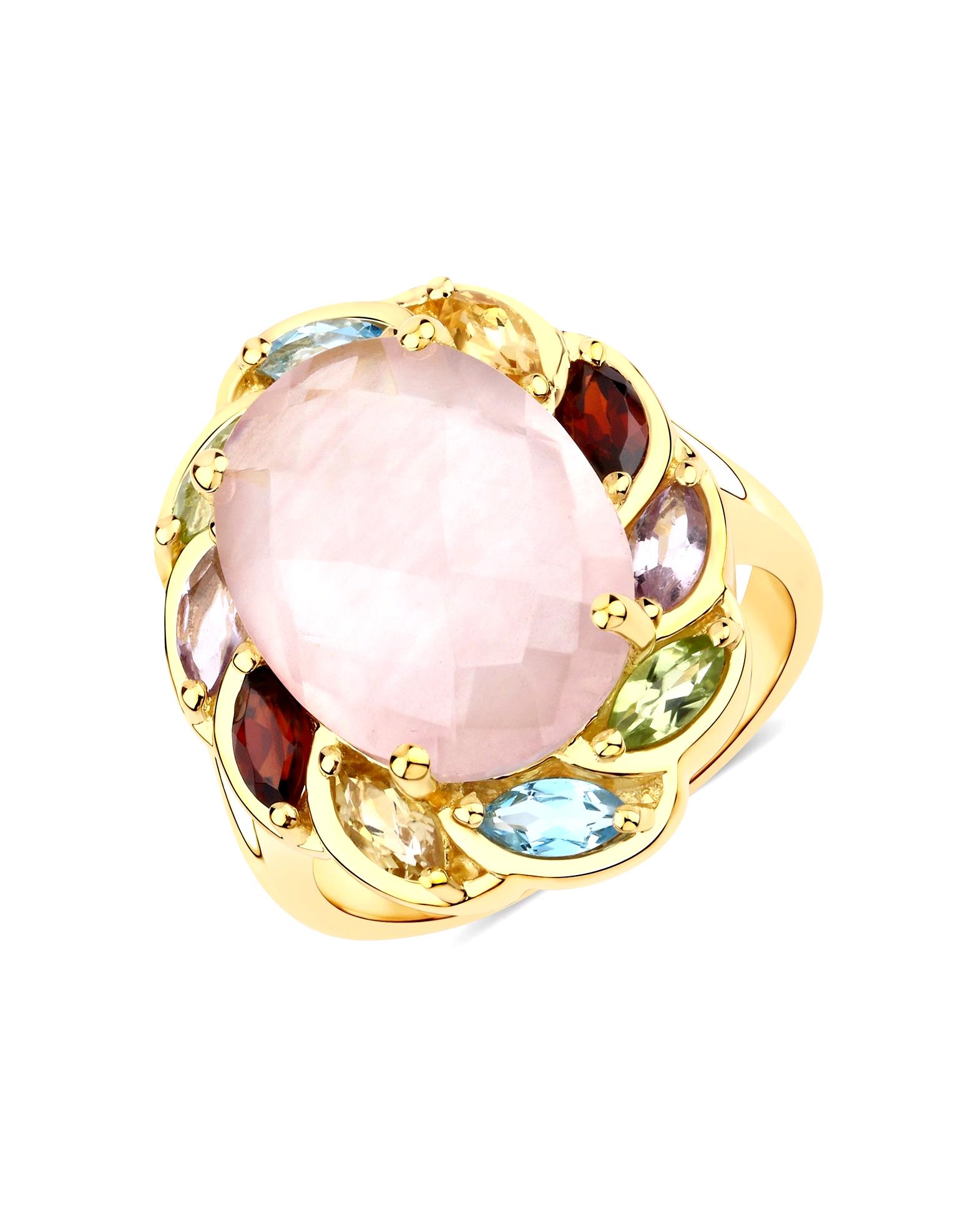 Rafaela Donata Ring Ring Sterling Silver Rose Quartz in Yellow Gold
