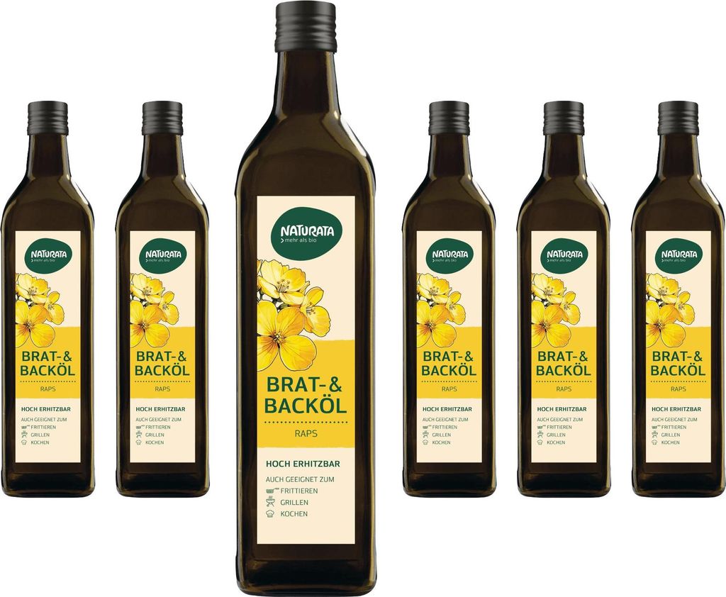 Naturata Rapeseed frying and baking oil, organic, 6 x 750 ml