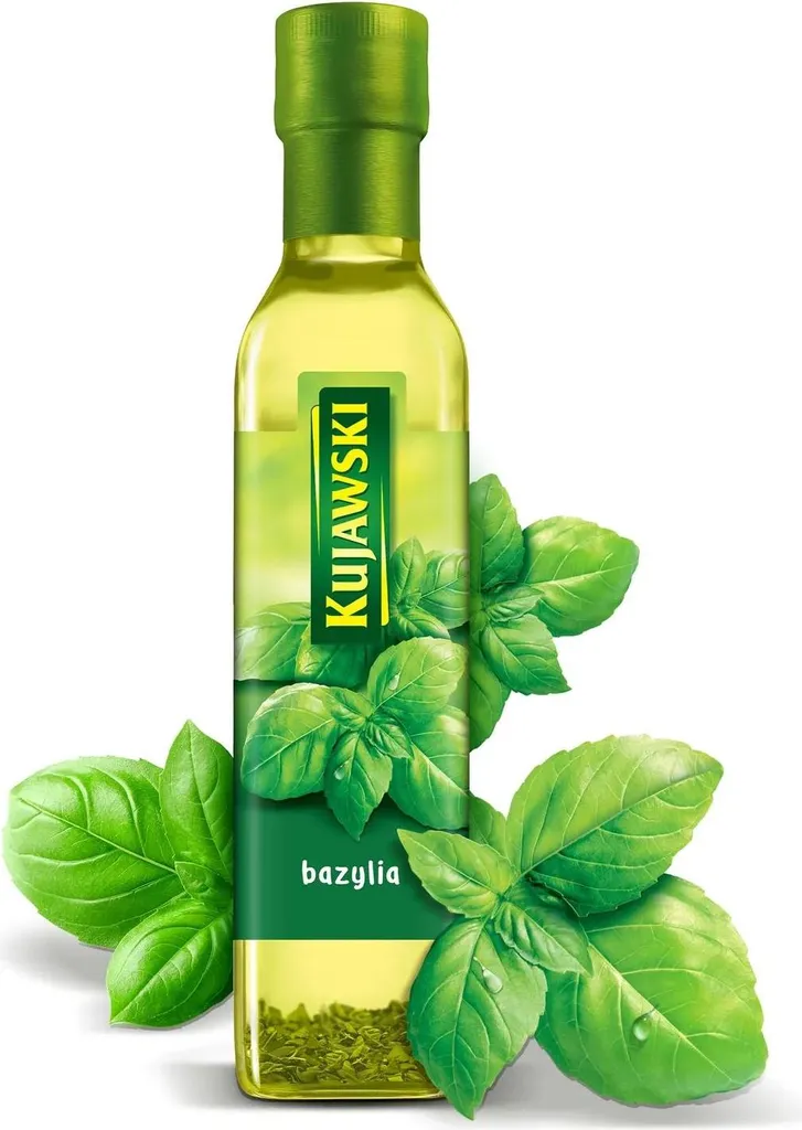 Rapeseed oil with basil 250ml - Infused oil for baking and frying - Kujawski oil 250 ml