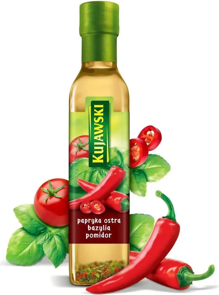 Rapeseed oil with chili, tomatoes & basil 250ml - Seasoned oil - Kujawski oil 250 ml