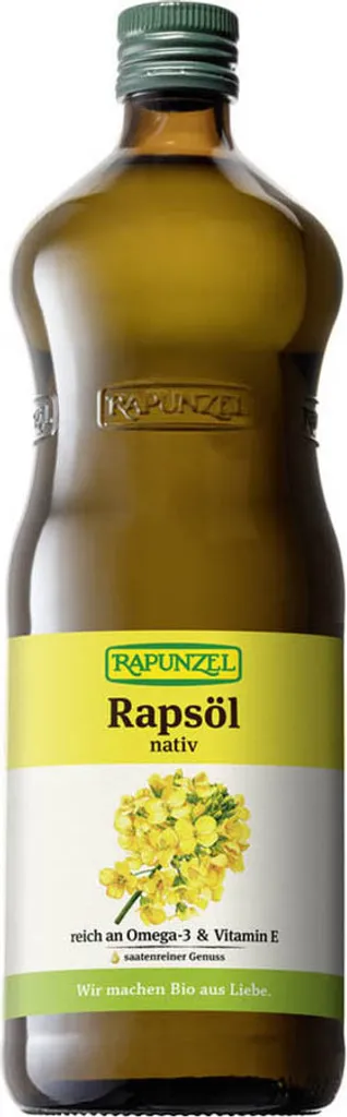 Rapunzel 1002040, Rapeseed Oil, 1000 ml, Glass Bottle, Cooking, Salad, Virgin Rapeseed Oil* *Certified organic cultivation, Protect from light and heat. 1000 ml