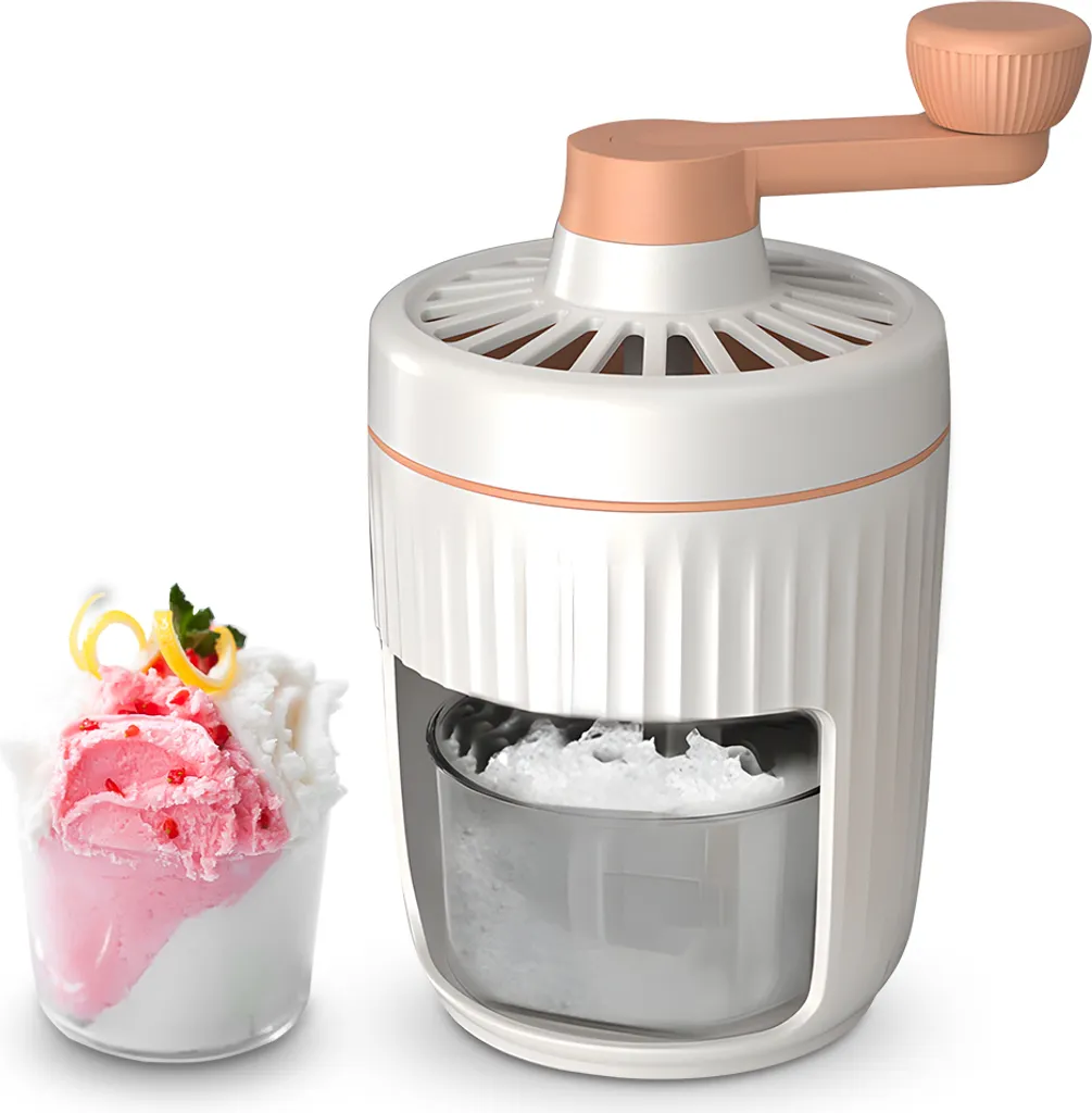 Lixada Shaved ice cream machine, hand-cranked slushie maker with ice cube tray, portable snow cone machine with stainless steel blades for ice cream/snow cones