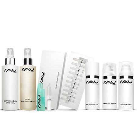 RAU Cosmetics care routine set for impure dry skin - against pimples, blackheads and dry skin 1 St