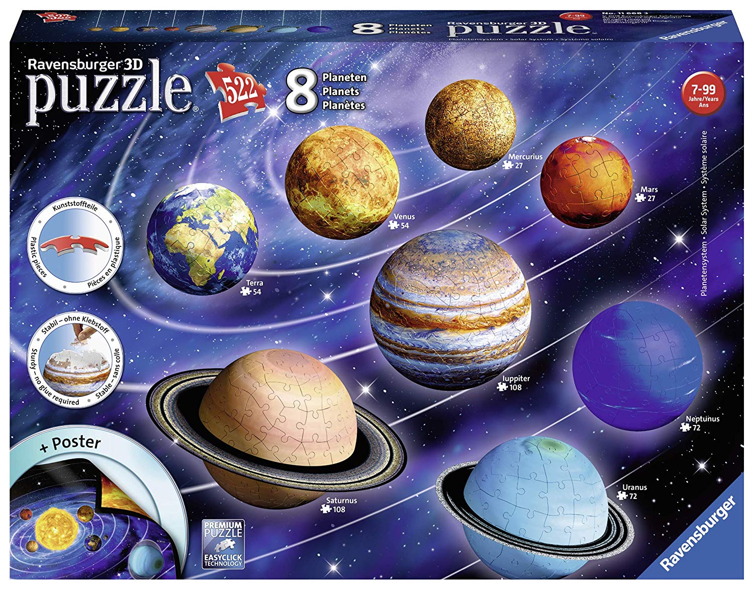 Ravensburger 11668 Adult Puzzle Planetary System, 3D Puzzle. Multi-Coloured