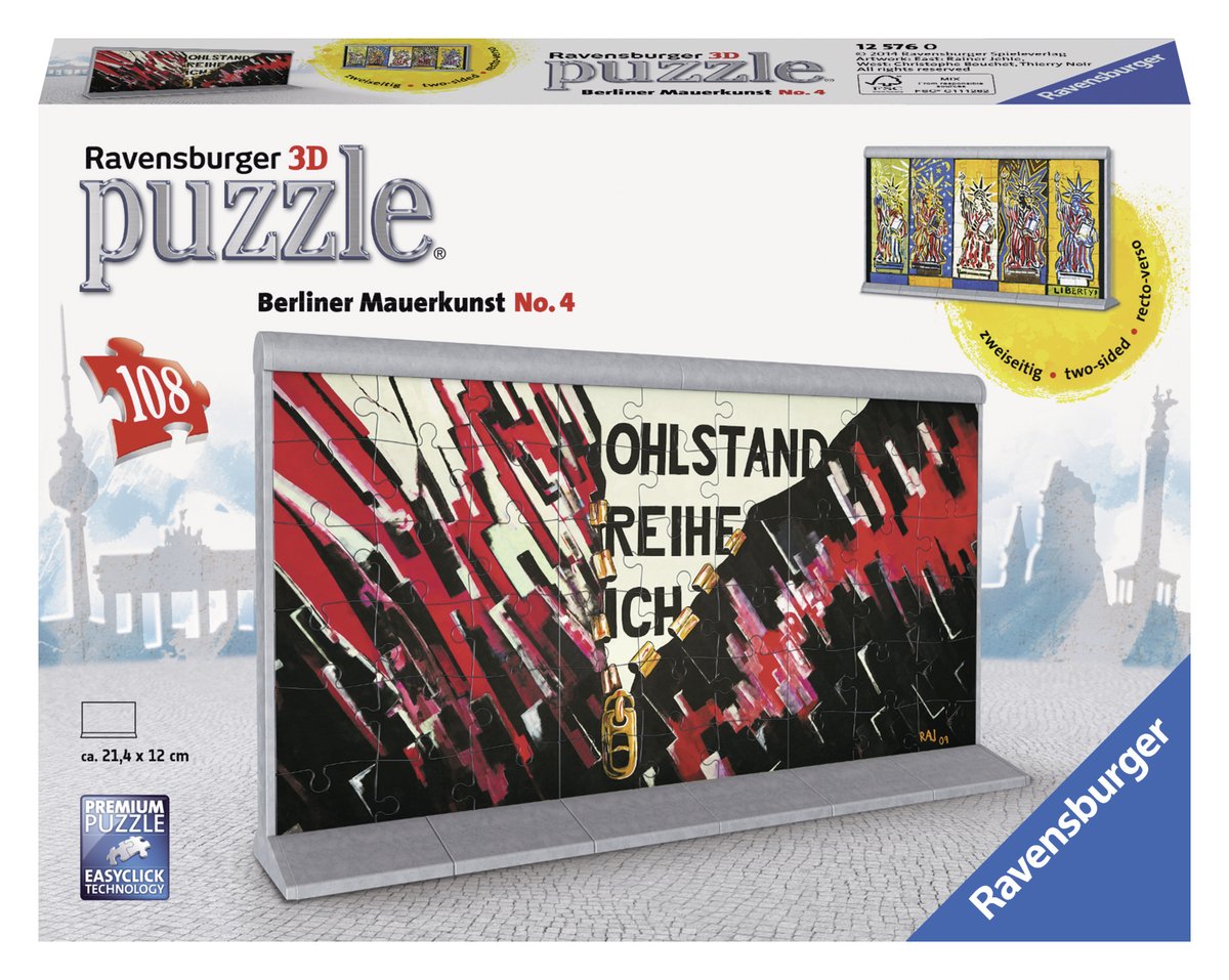 Ravensburger Berlin Wall Art No. 4 12576 3D Buildings 108 Piece Jigsaw Puzz