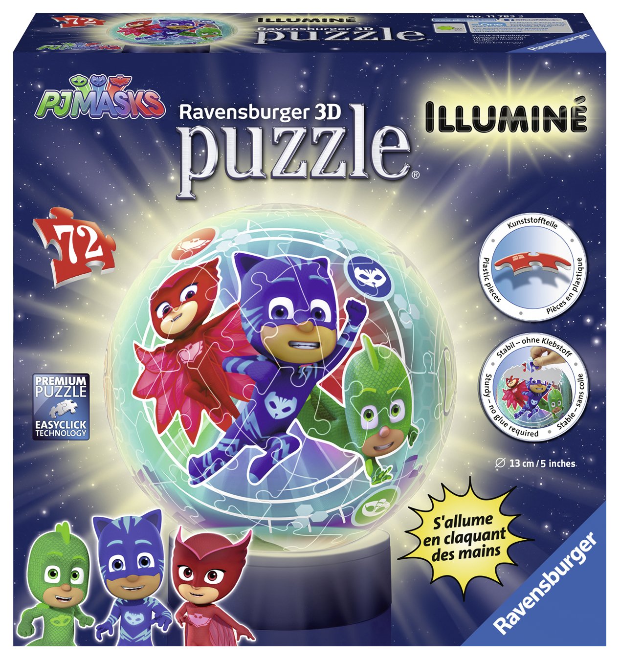 Ravensburger – Puzzle 3D Pyjamasques Illuminated 72 Pieces 11783