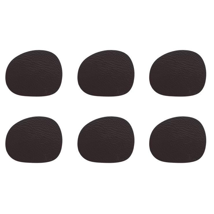 aida Raw Glass Coasters Leather 6-Pack
