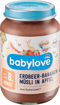 babylove Fruit and cereals Strawberry-banana muesli in apple from the 8th month, 190 g