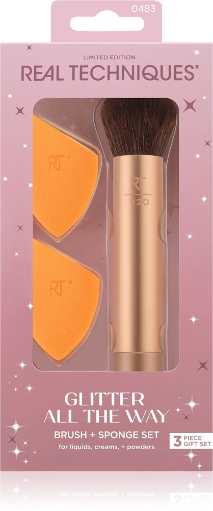 Real Techniques Glitter All The Way Sponge Set + Brush Set Brush Set