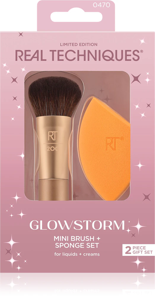 Real Techniques Glowstorm Mini Brush + Sponge Set brush set
