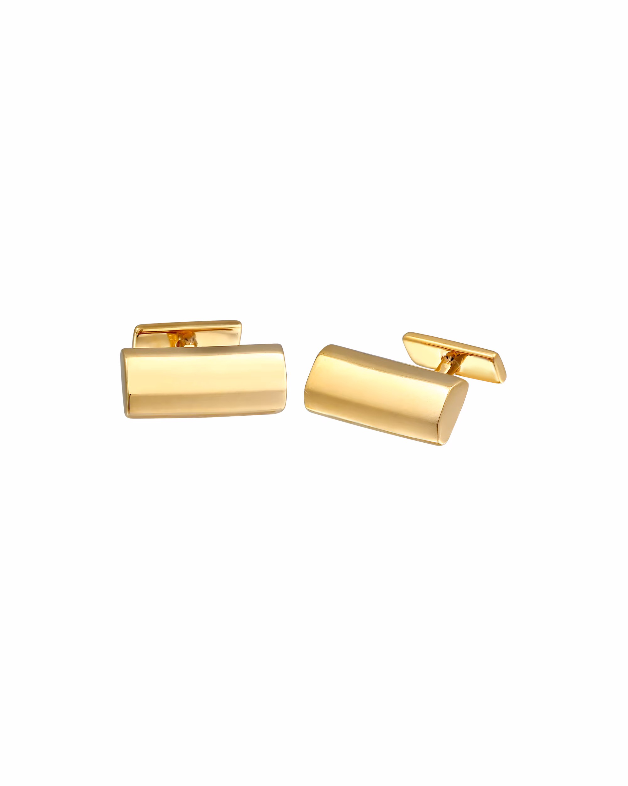 KUZZOI Rectangle Bar Polished Elegant 375 Yellow Gold Cufflinks