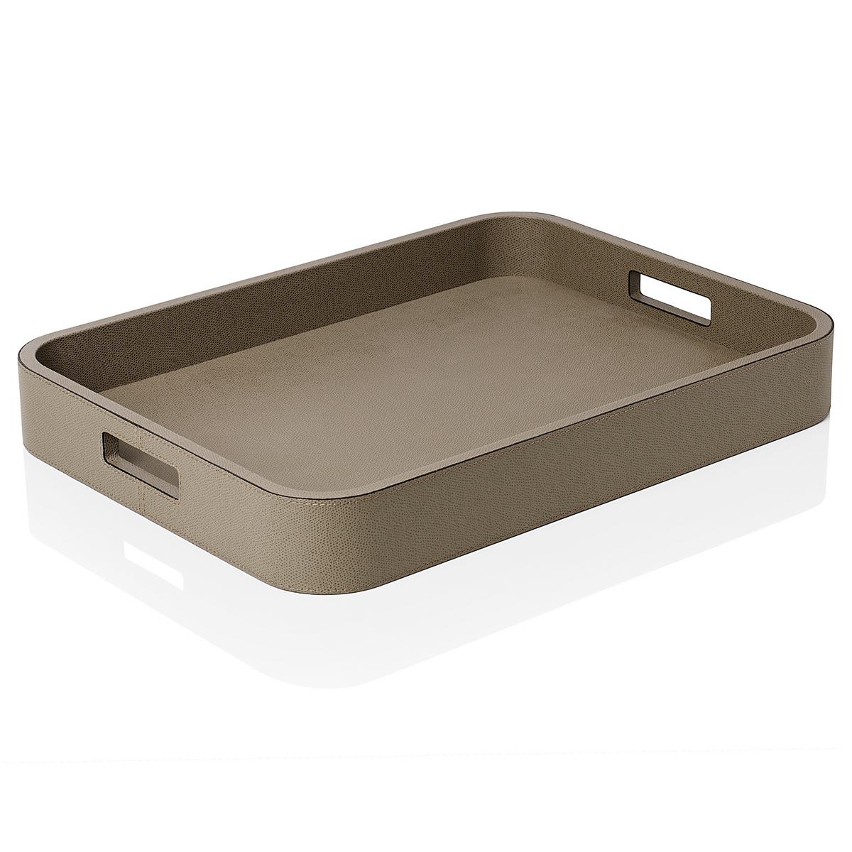 Rectangular tray Polo, with handles, 47.5 x 35 cm, mud by GioBagnara