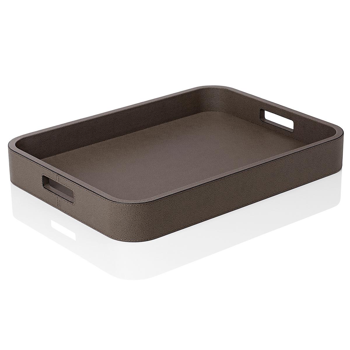 Rectangular tray Polo, with handles, 47.5 x 35 cm, smoke by GioBagnara