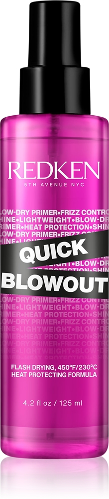 Redken Quick Blowout heat protection spray for hair straightener and curling iron treatments for faster blow-dry styling