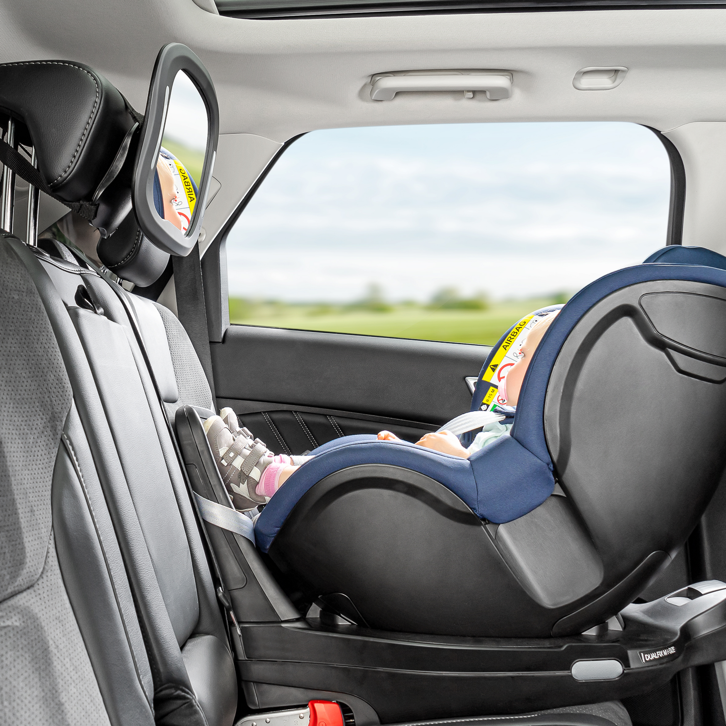 reer BabyView LED car safety mirror with light